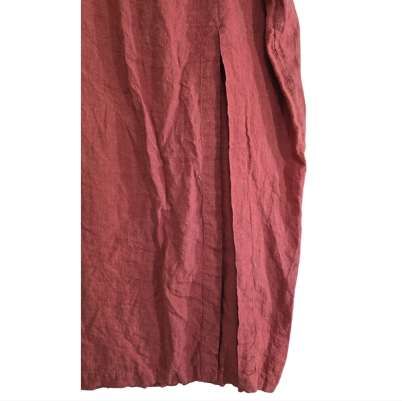 Amalie The Label Cleide Linen Midi Skirt in Dusty Clay 16 Side Slit - Picture 5 of 9